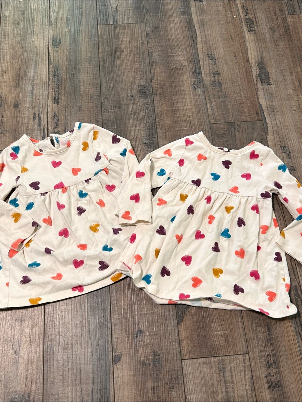 Twin Girls 18 Months Wonder Nation Dress With Heart Pattern Long-Sleeve